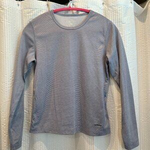Womens Patagonia Capilene Size Small Blue Stripe Long Sleeve Layering Tee